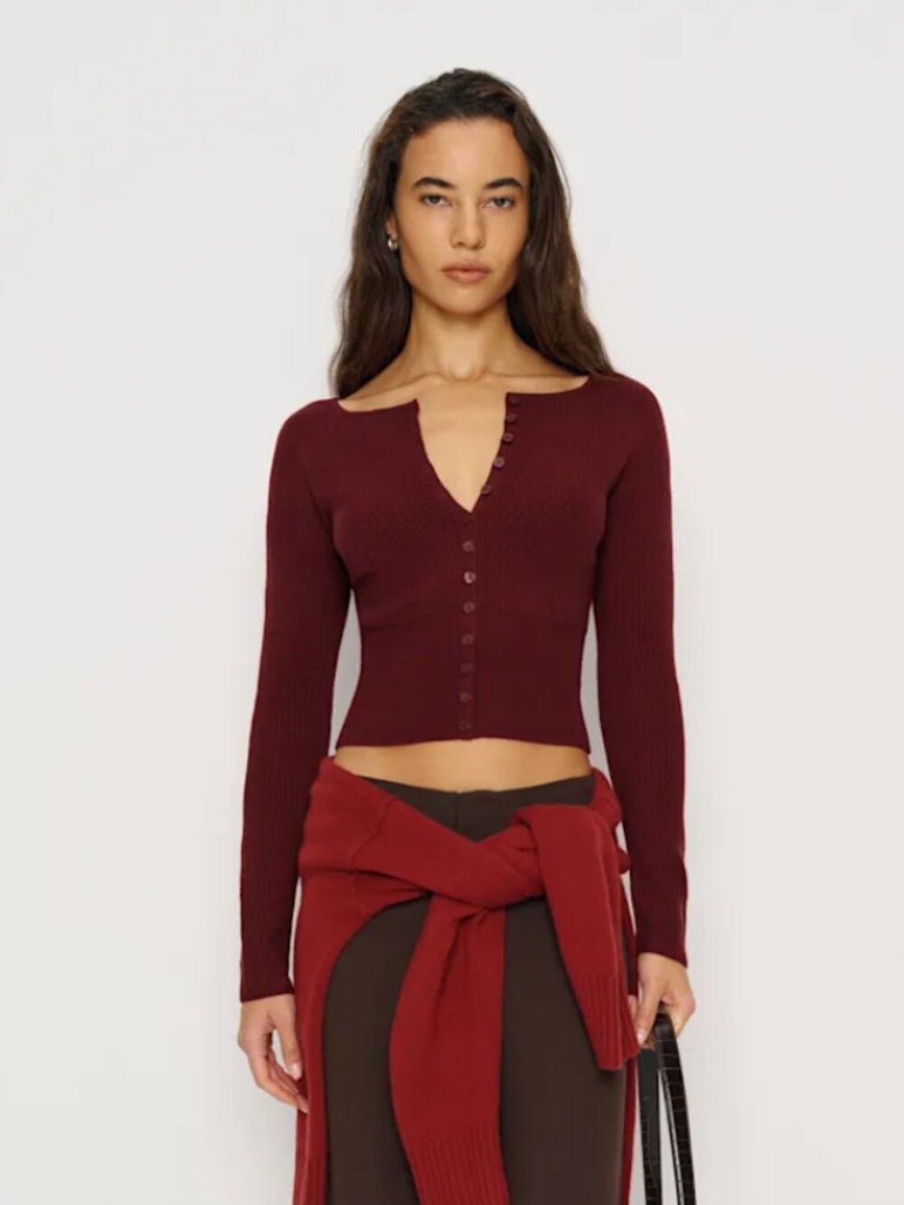 Reformation Meadow Regenerative Merino Cardigan Red - Size S